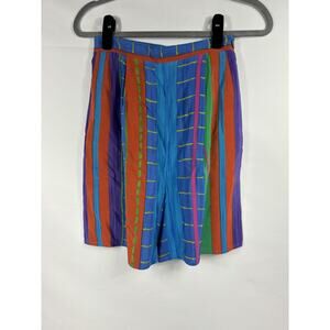 Vintage Jaeger Silk Long Shorts Blue Orange Striped Stripes Small